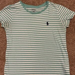 Polo by Ralph Lauren Girls Mint Green & White Striped Short-Sleeve Tee